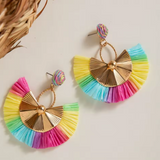 Rainbow Tassel Drop Earrings