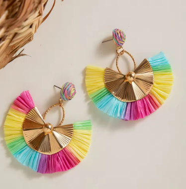 Rainbow Tassel Drop Earrings