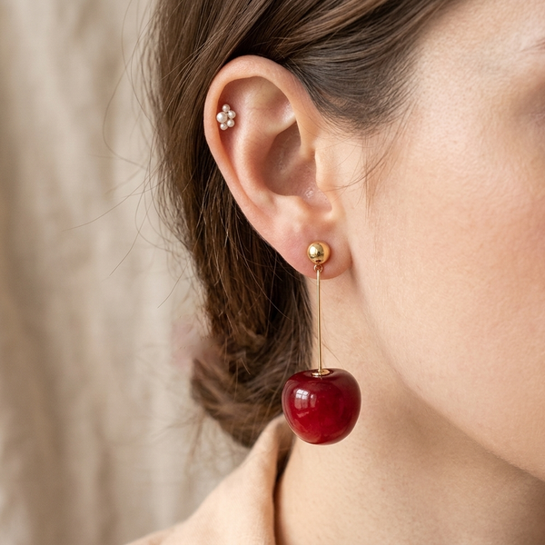 Red Cherry Elegant Fruit Earrings
