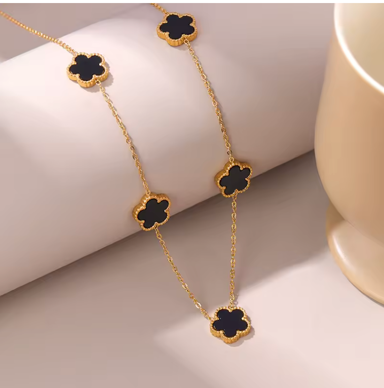 Clover Necklace and Bracelet Collection – 14K Gold Plated Stainless Steel Jewelry