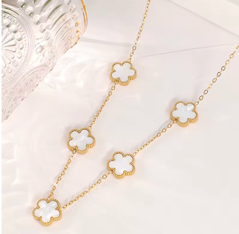 Clover Necklace and Bracelet Collection – 14K Gold Plated Stainless Steel Jewelry