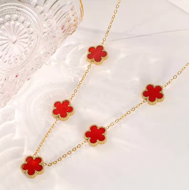 Clover Necklace and Bracelet Collection – 14K Gold Plated Stainless Steel Jewelry