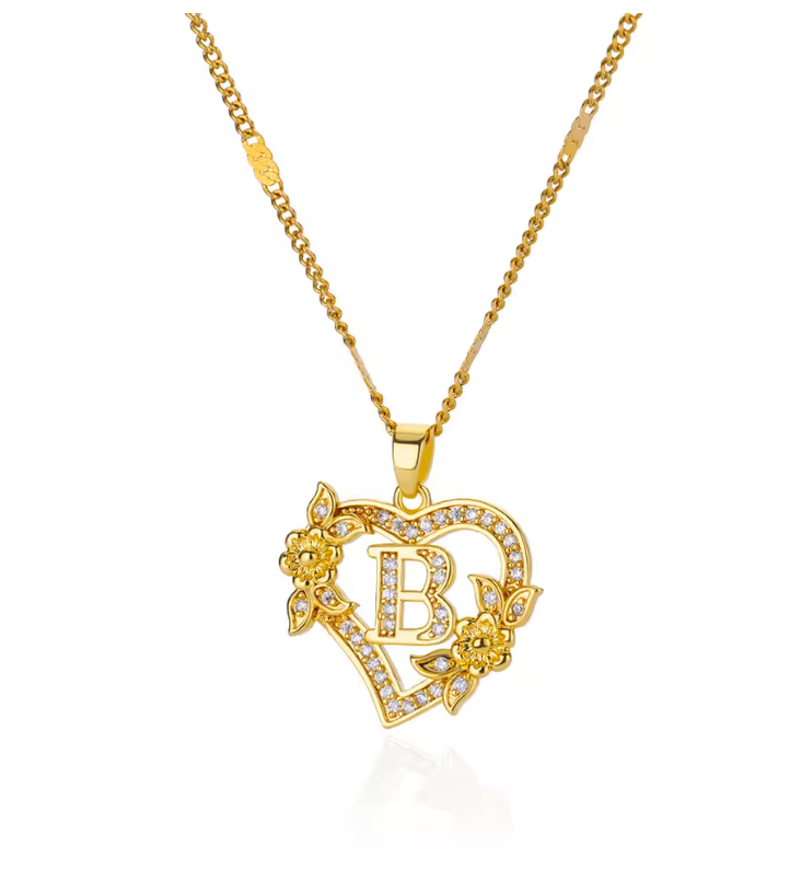 Gold Initial Heart Necklace A–Z