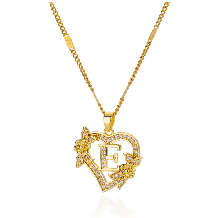 Gold Initial Heart Necklace A–Z
