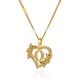 Gold Initial Heart Necklace A–Z