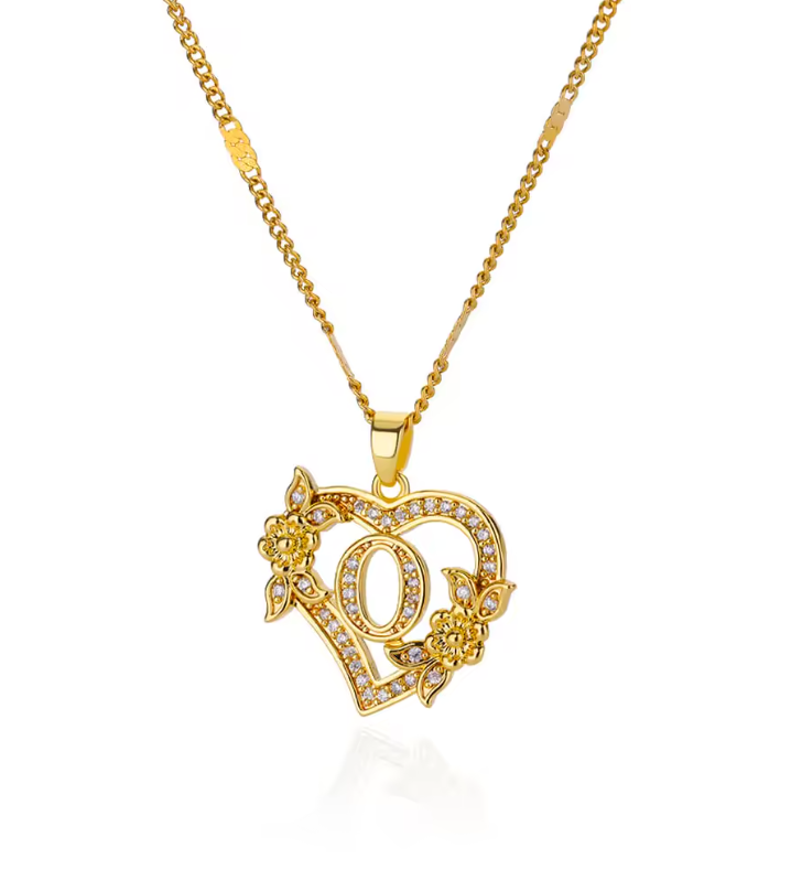 Gold Initial Heart Necklace A–Z