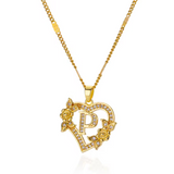 Gold Initial Heart Necklace A–Z
