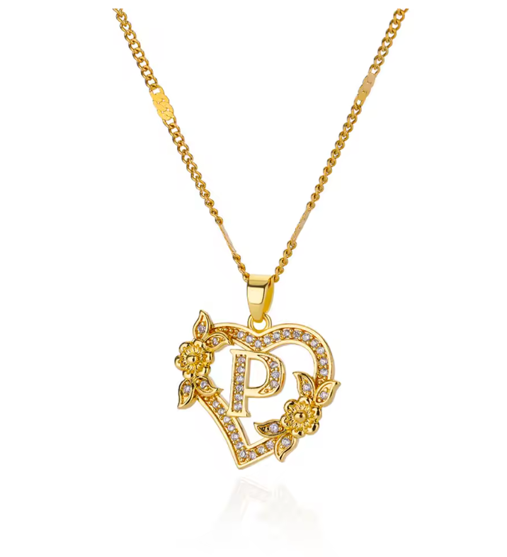 Gold Initial Heart Necklace A–Z