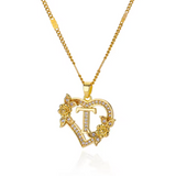 Gold Initial Heart Necklace A–Z