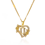 Gold Initial Heart Necklace A–Z
