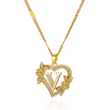 Gold Initial Heart Necklace A–Z
