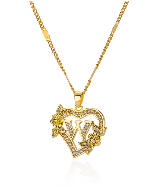 Gold Initial Heart Necklace A–Z