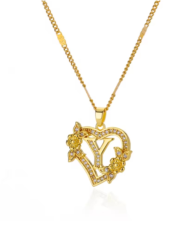 Gold Initial Heart Necklace A–Z