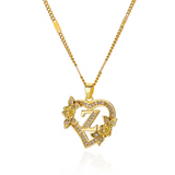 Gold Initial Heart Necklace A–Z