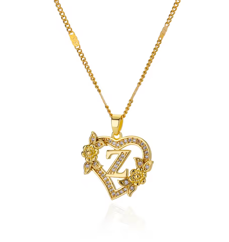 Gold Initial Heart Necklace A–Z