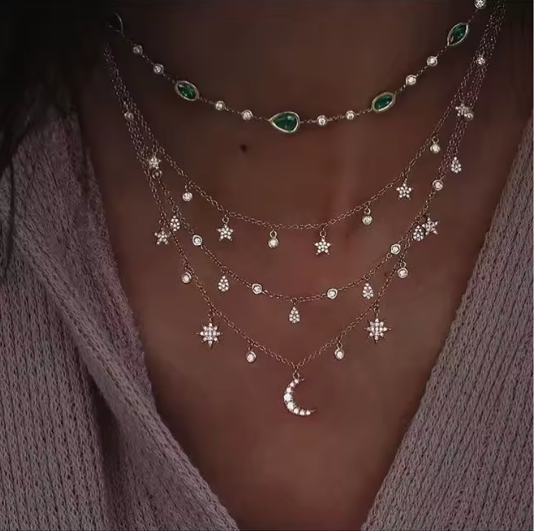 Layered Celestial Chain Necklaces