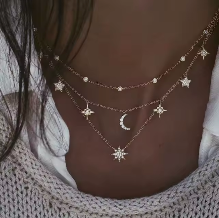 Layered Celestial Chain Necklaces