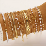 16PCS Minimalist Heart Pearl Bracelet Set - Gift for Her