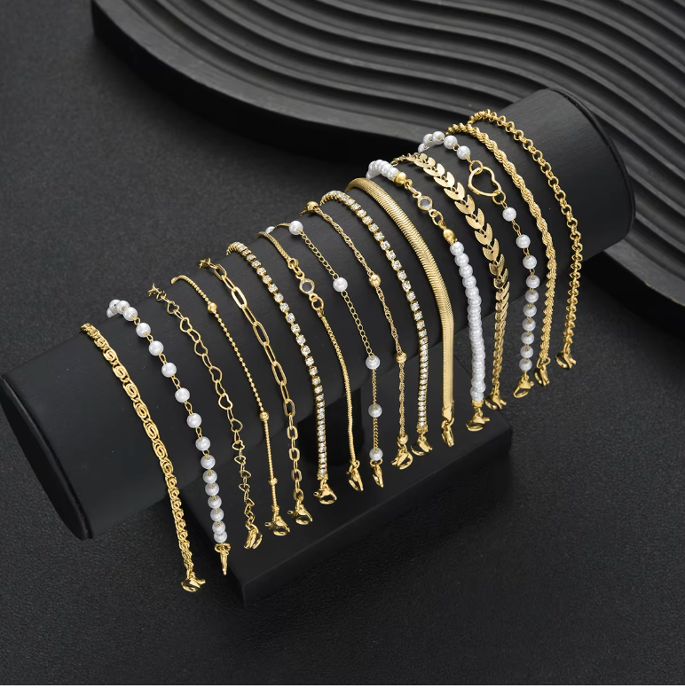 16PCS Minimalist Heart Pearl Bracelet Set - Gift for Her