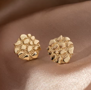 Textured Gold Statement Studs
