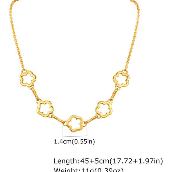 Waterproof Gold Floral Necklace & Bracelet
