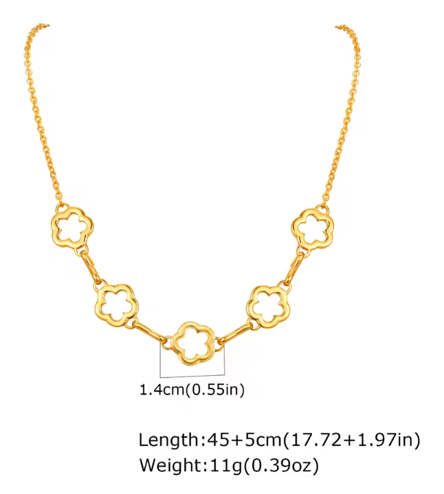 Waterproof Gold Floral Necklace & Bracelet