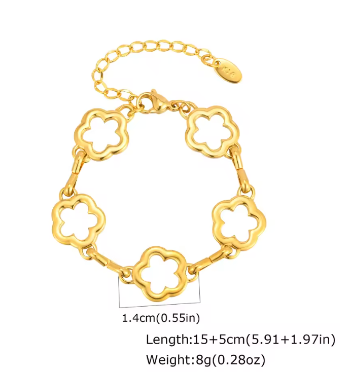 Waterproof Gold Floral Necklace & Bracelet