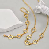 Waterproof Gold Floral Necklace & Bracelet