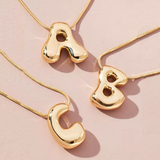 Chunky Bubble Letter Initial Necklace