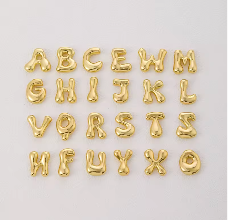 Chunky Bubble Letter Initial Necklace