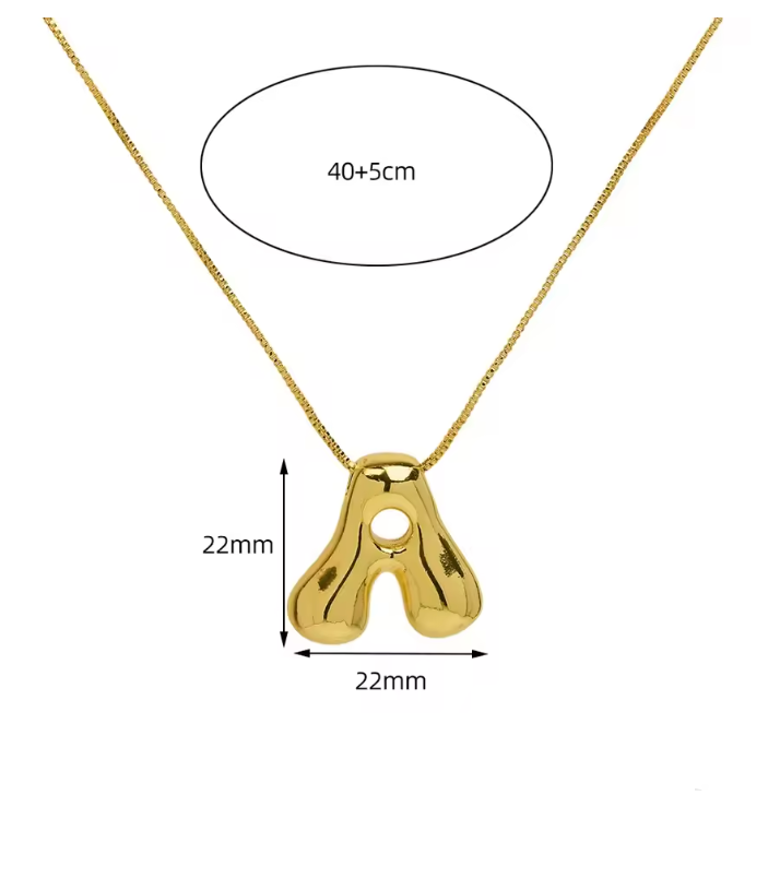 Chunky Bubble Letter Initial Necklace