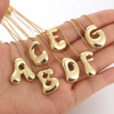 Chunky Bubble Letter Initial Necklace