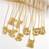 Chunky Bubble Letter Initial Necklace