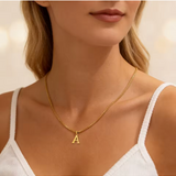 A-Z Gold Initial Necklace Personalized 18K Letter Charm