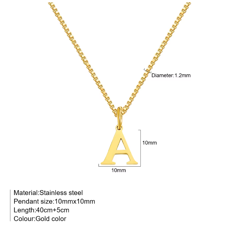 A-Z Gold Initial Necklace Personalized 18K Letter Charm