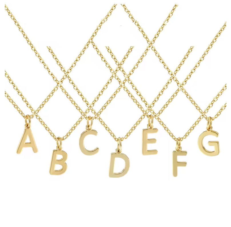 A-Z Gold Initial Necklace Personalized 18K Letter Charm