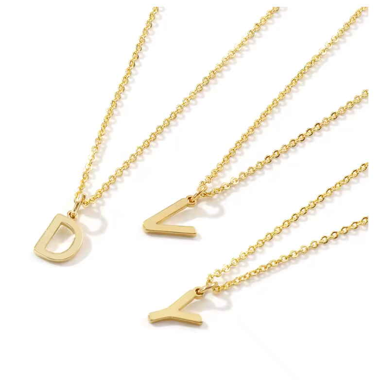 A-Z Gold Initial Necklace Personalized 18K Letter Charm