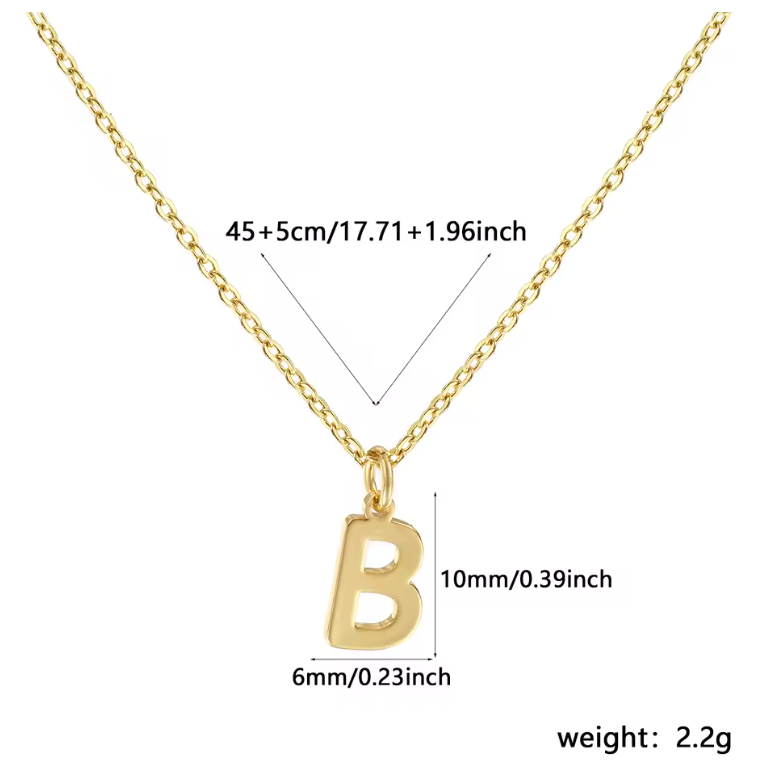 A-Z Gold Initial Necklace Personalized 18K Letter Charm