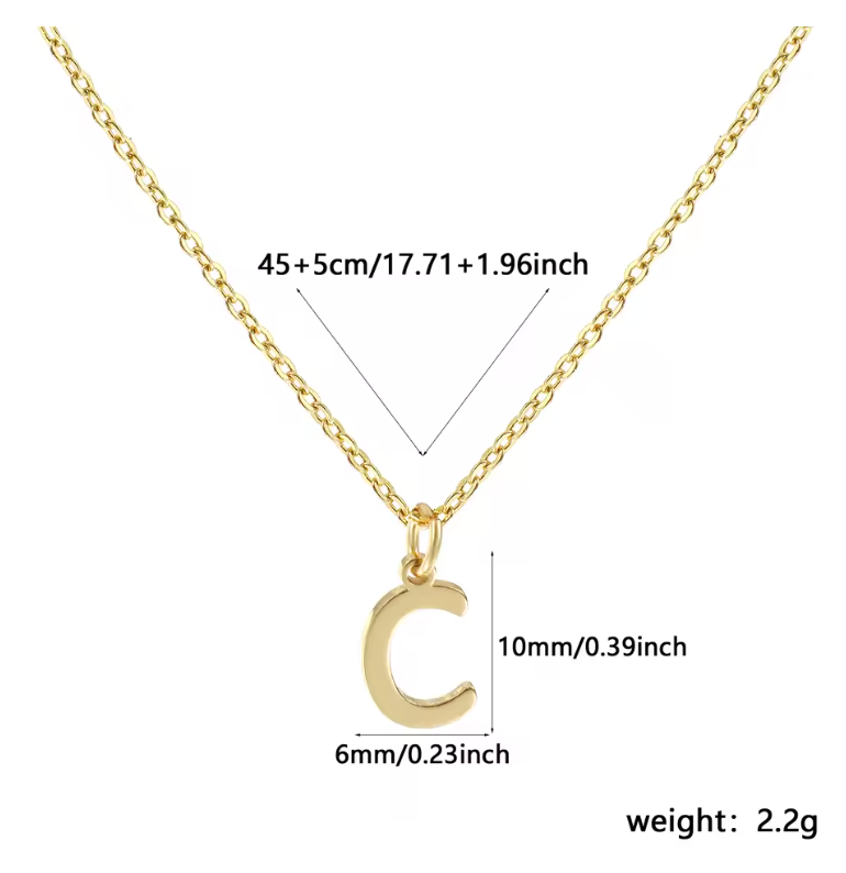 A-Z Gold Initial Necklace Personalized 18K Letter Charm