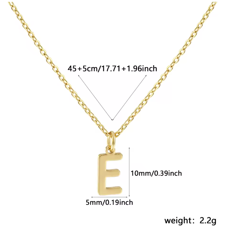 A-Z Gold Initial Necklace Personalized 18K Letter Charm