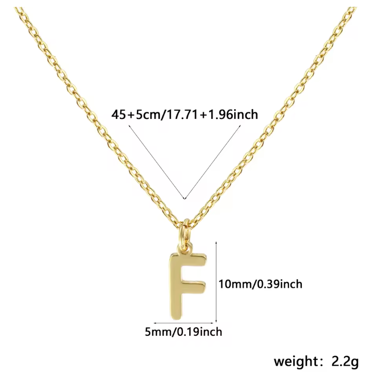 A-Z Gold Initial Necklace Personalized 18K Letter Charm