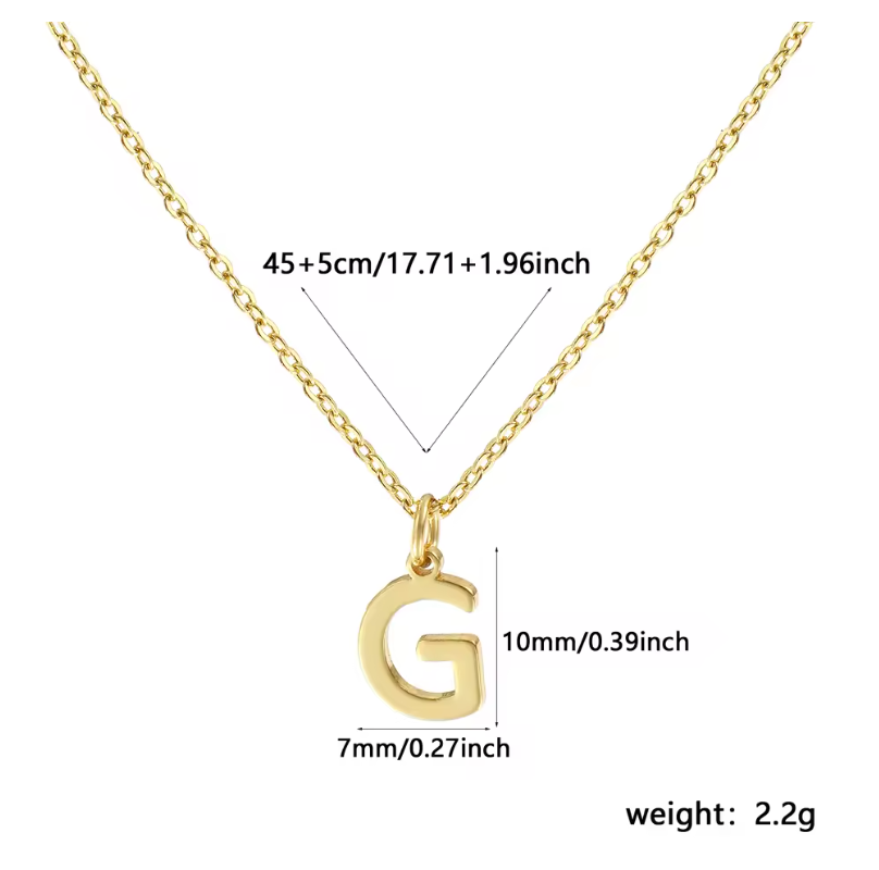 A-Z Gold Initial Necklace Personalized 18K Letter Charm
