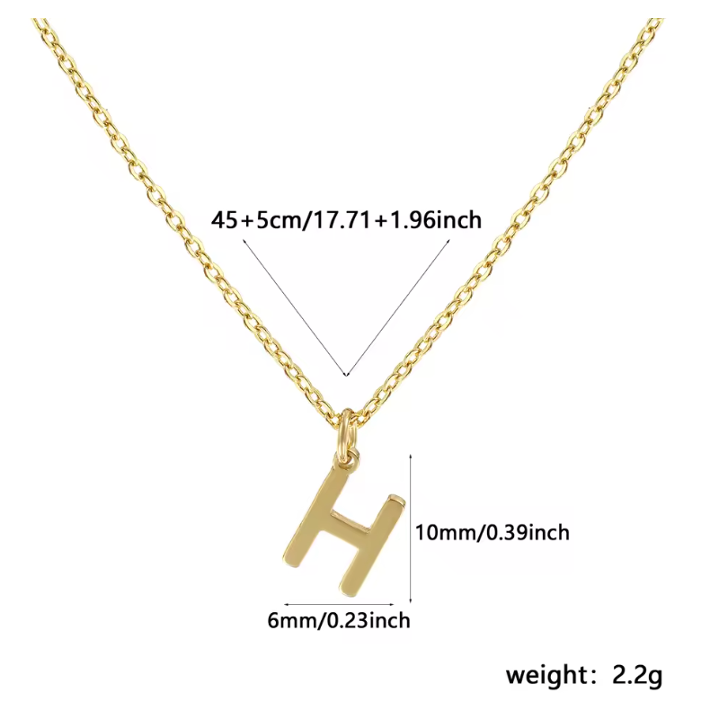 A-Z Gold Initial Necklace Personalized 18K Letter Charm