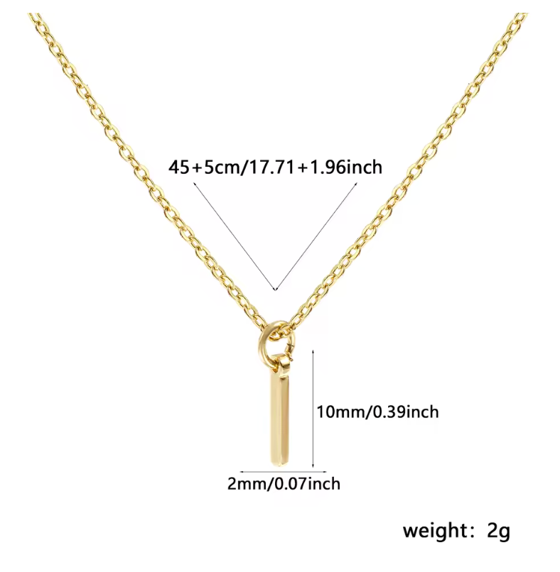 A-Z Gold Initial Necklace Personalized 18K Letter Charm
