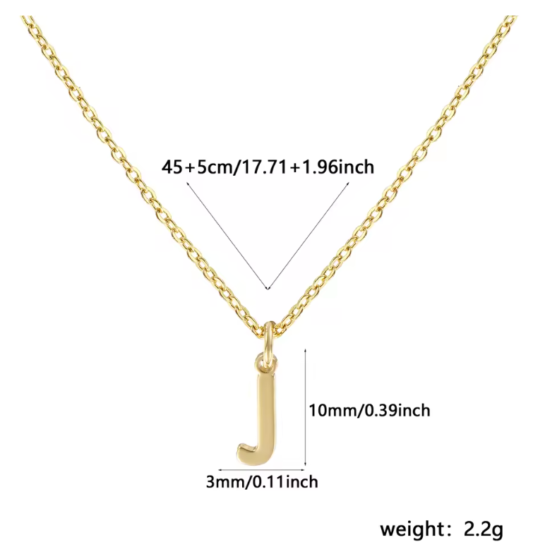 A-Z Gold Initial Necklace Personalized 18K Letter Charm