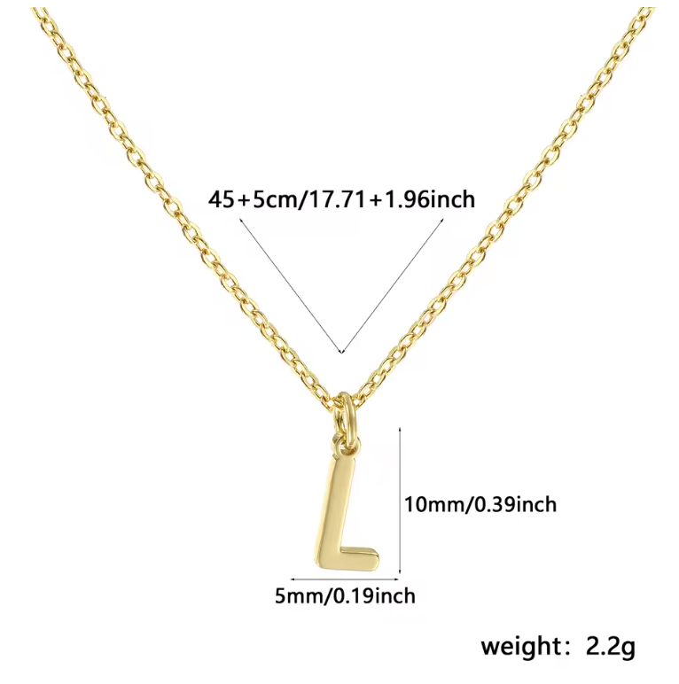 A-Z Gold Initial Necklace Personalized 18K Letter Charm