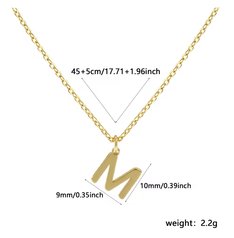 A-Z Gold Initial Necklace Personalized 18K Letter Charm