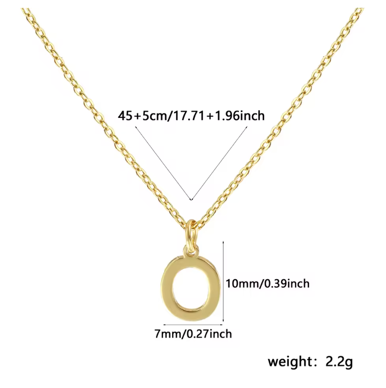 A-Z Gold Initial Necklace Personalized 18K Letter Charm