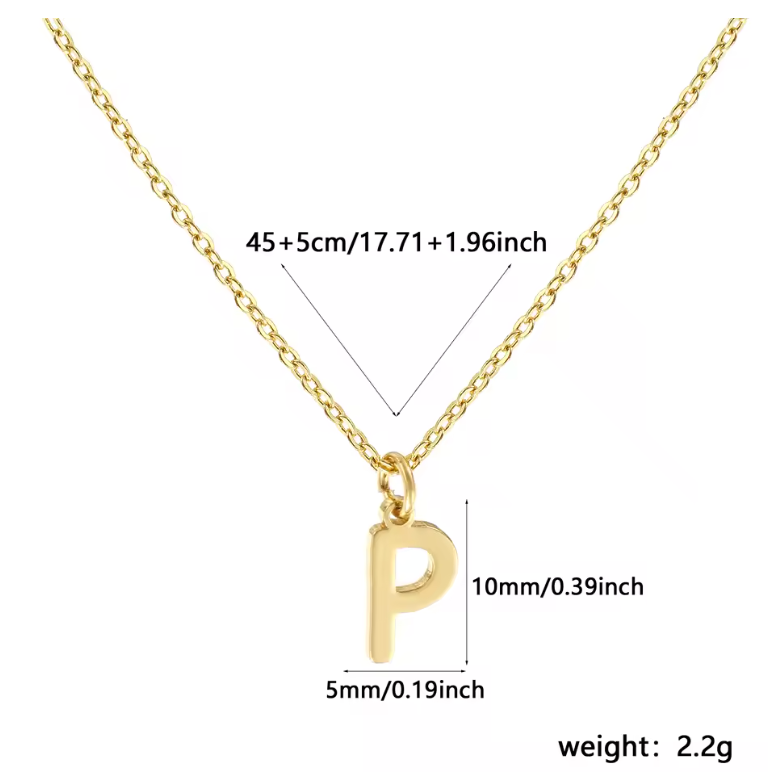 A-Z Gold Initial Necklace Personalized 18K Letter Charm