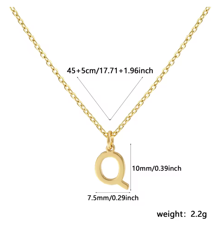 A-Z Gold Initial Necklace Personalized 18K Letter Charm